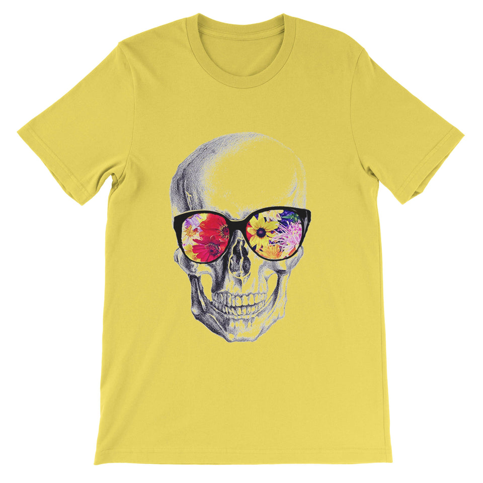 Skull Vision Short Sleeve Tee Shirt ART ON SHIRTS Small Yellow 