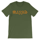 Orange "Blessed" Printed T-Shirt shirts ART ON SHIRTS 2X Green 