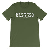 White "BLESSED" Printed T-Shirt shirts ART ON SHIRTS Medum Green 