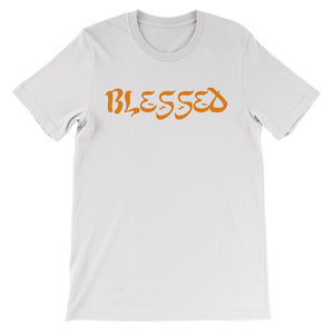 Orange "Blessed" Printed T-Shirt shirts ART ON SHIRTS 2X White 